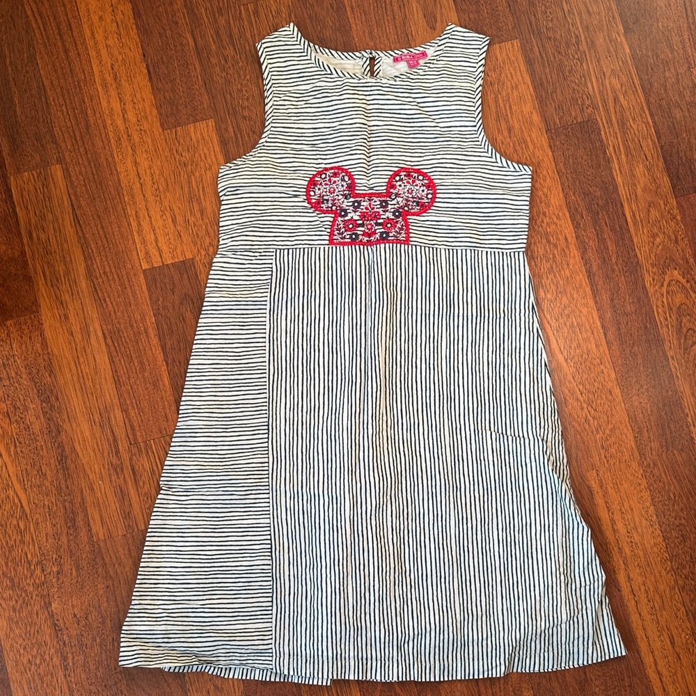 Biba Black and White Striped Kids Dress with Pink Accent